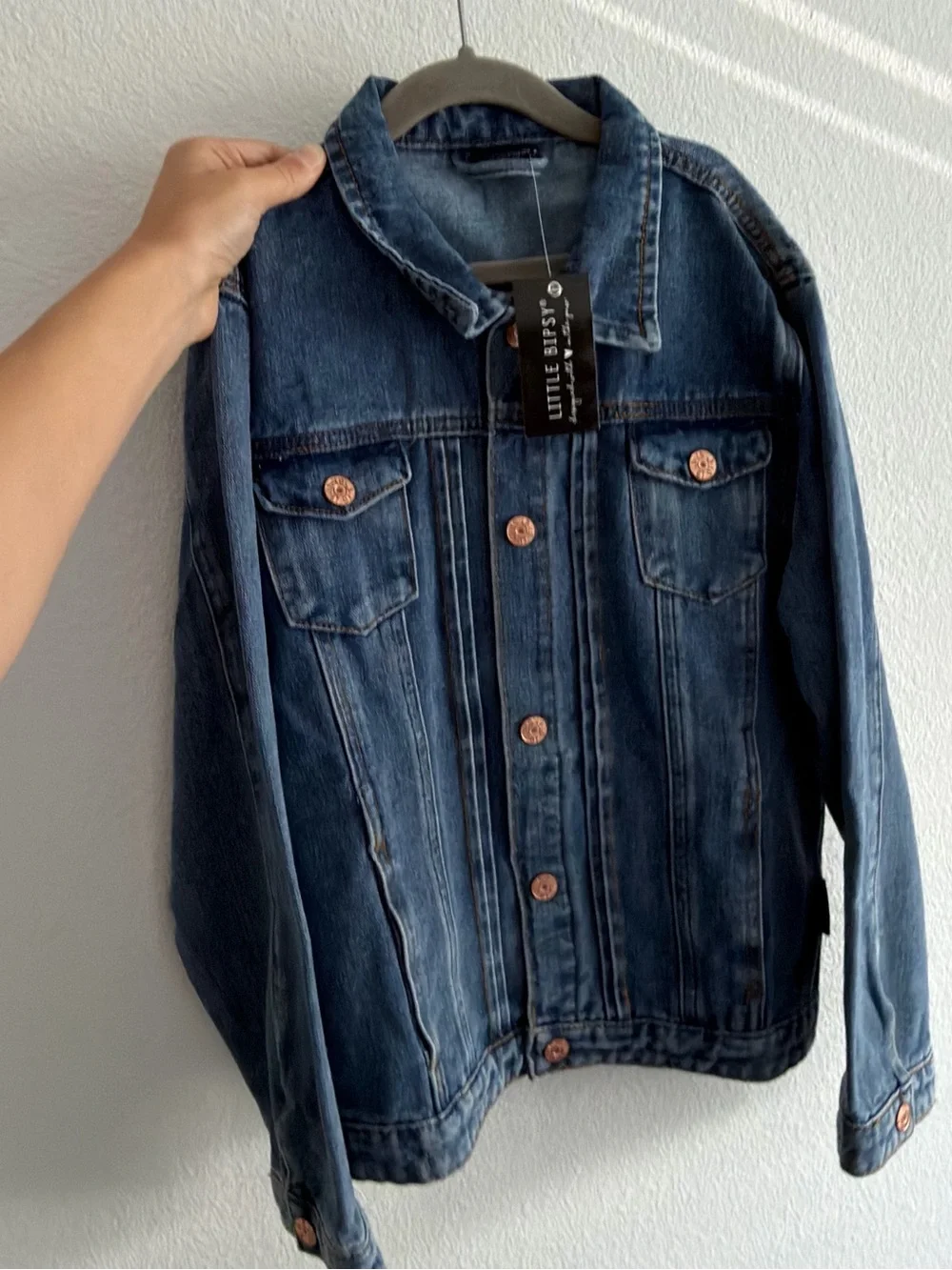 Little Bipsy Dark Blue Wash Denim Jacket Snap Buttons Size 10 Unisex Kids
